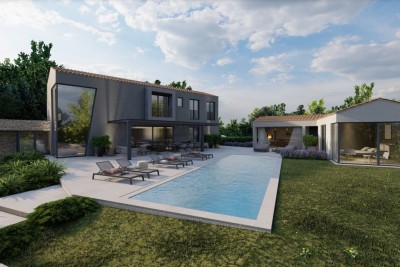 Motovun, okolica, Dizajnerska vila s bazenom i pogledom na more
