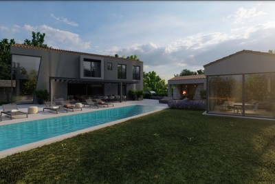 Motovun, okolica, Dizajnerska vila s bazenom i pogledom na more