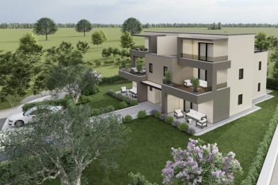 Poreč, dintorni, Lussuoso appartamento su due piani con vista mare, a 3 km dal mare.
