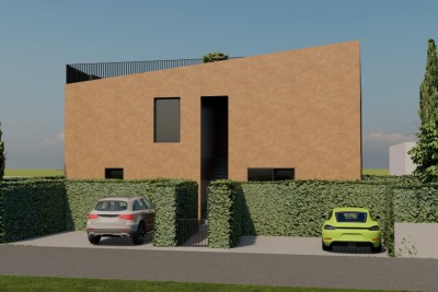 Poreč, okolica, Stan v 1. nadstropju z dvema spalnicama in strešno teraso, 3 km od morja.