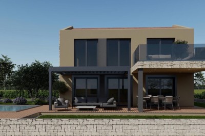 Poreč, Tar, Freistehende Villa mit Pool und Meerblick, 3 km vom Meer entfernt