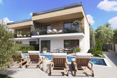 Novigrad, okolica, Moderna dvojna kuća s bazenom, 7 km od mora