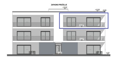 Poreč, okolica, Stan na 2. katu zgrade s liftom i pogledom na more, 7 km od mora