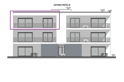 Poreč, okolica, Stan na 2. katu zgrade s liftom i pogledom na more, 7 km od mora