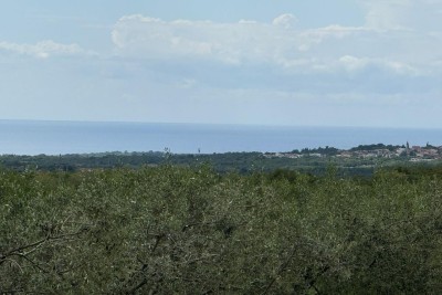 Poreč, okolica, Građevinsko zemljište s pogledom na more, 10 km od mora